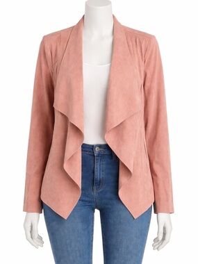 KUT From The Kloth Pink Faux Suede Drape Open Front Pockets Jacket Size XL